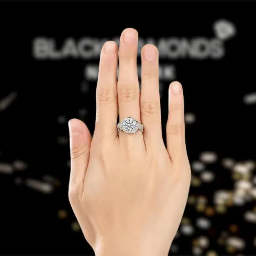 Created Diamond Vintage Style Art Deco Engagement Ring