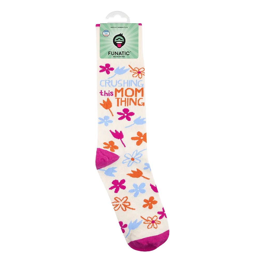 Crushing This Mom Thing Socks| Gift for Mom | Funny Socks