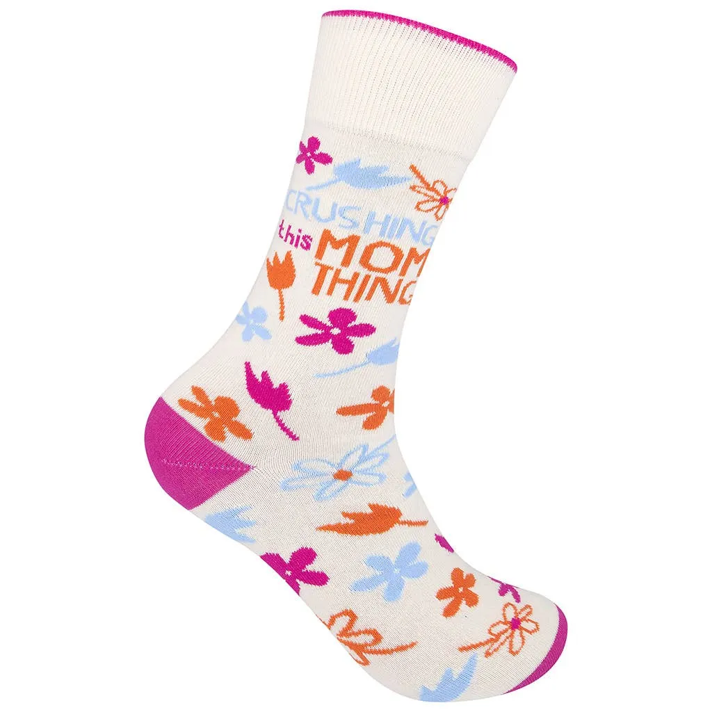 Crushing This Mom Thing Socks| Gift for Mom | Funny Socks