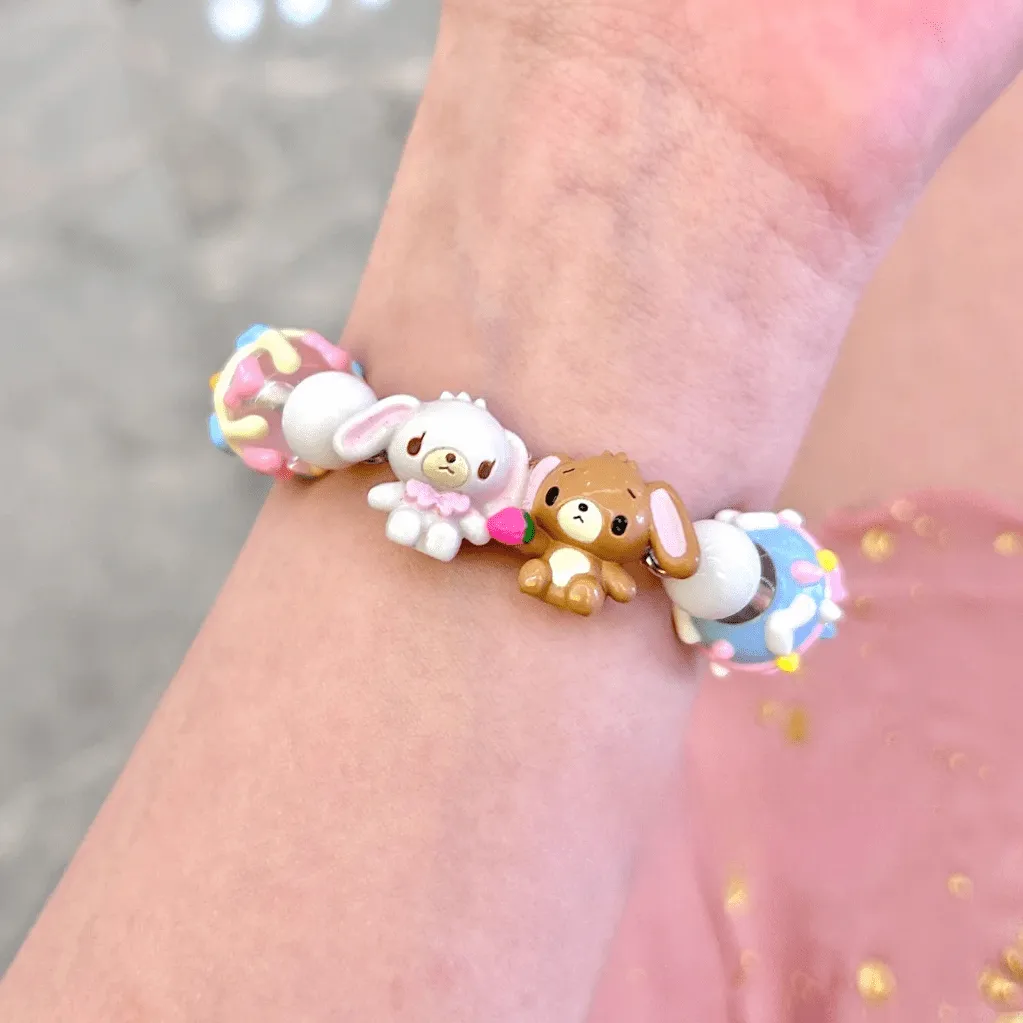 Cute Sanrio Sugarbunnies Cupcake Glass Bead Chain Bracelet