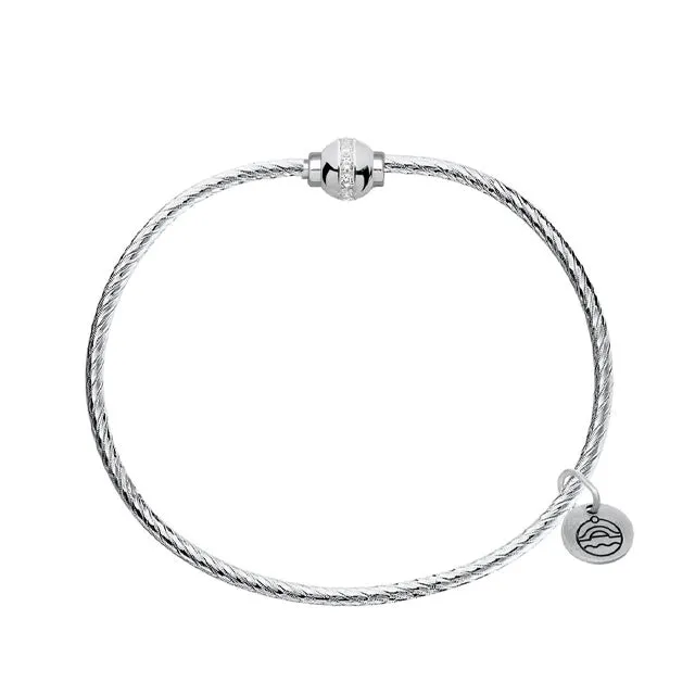 CZ Single Ball Twisted Cape Cod Bracelet