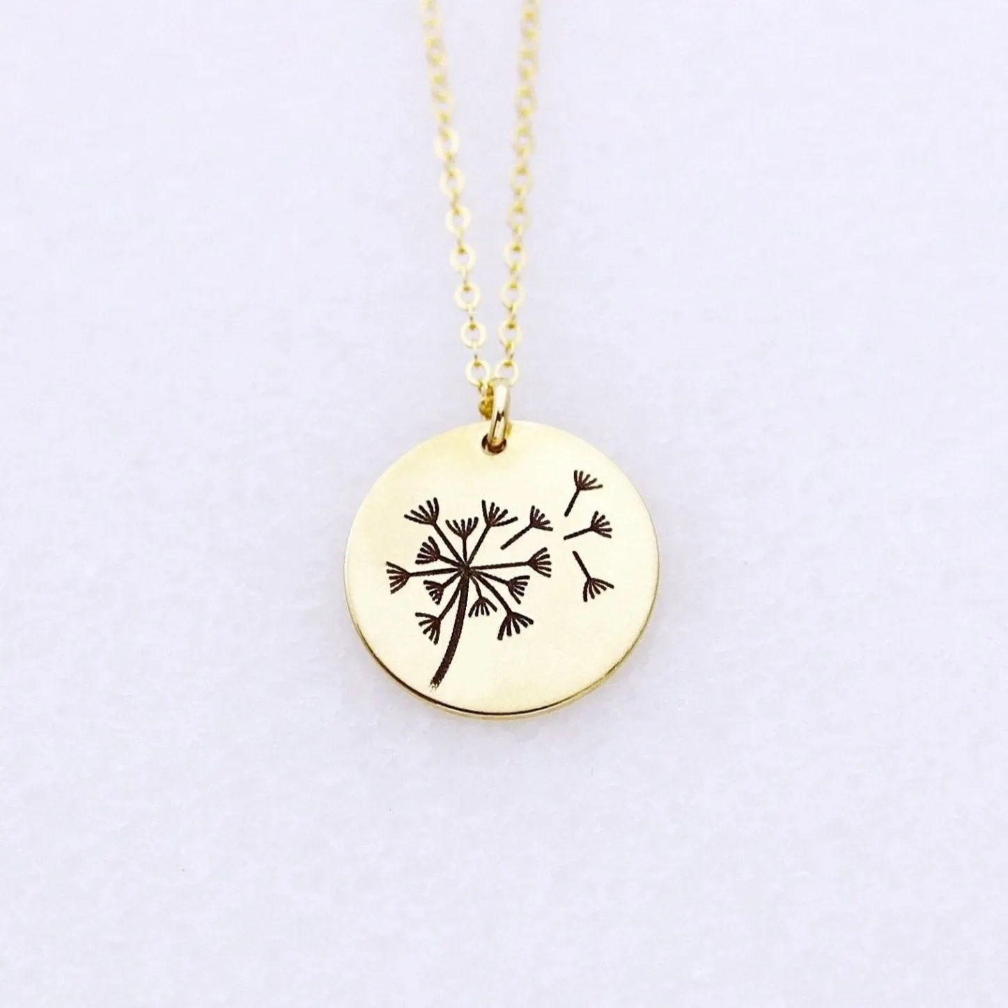 Dandelion Pendant Necklace, 5/8" Disc