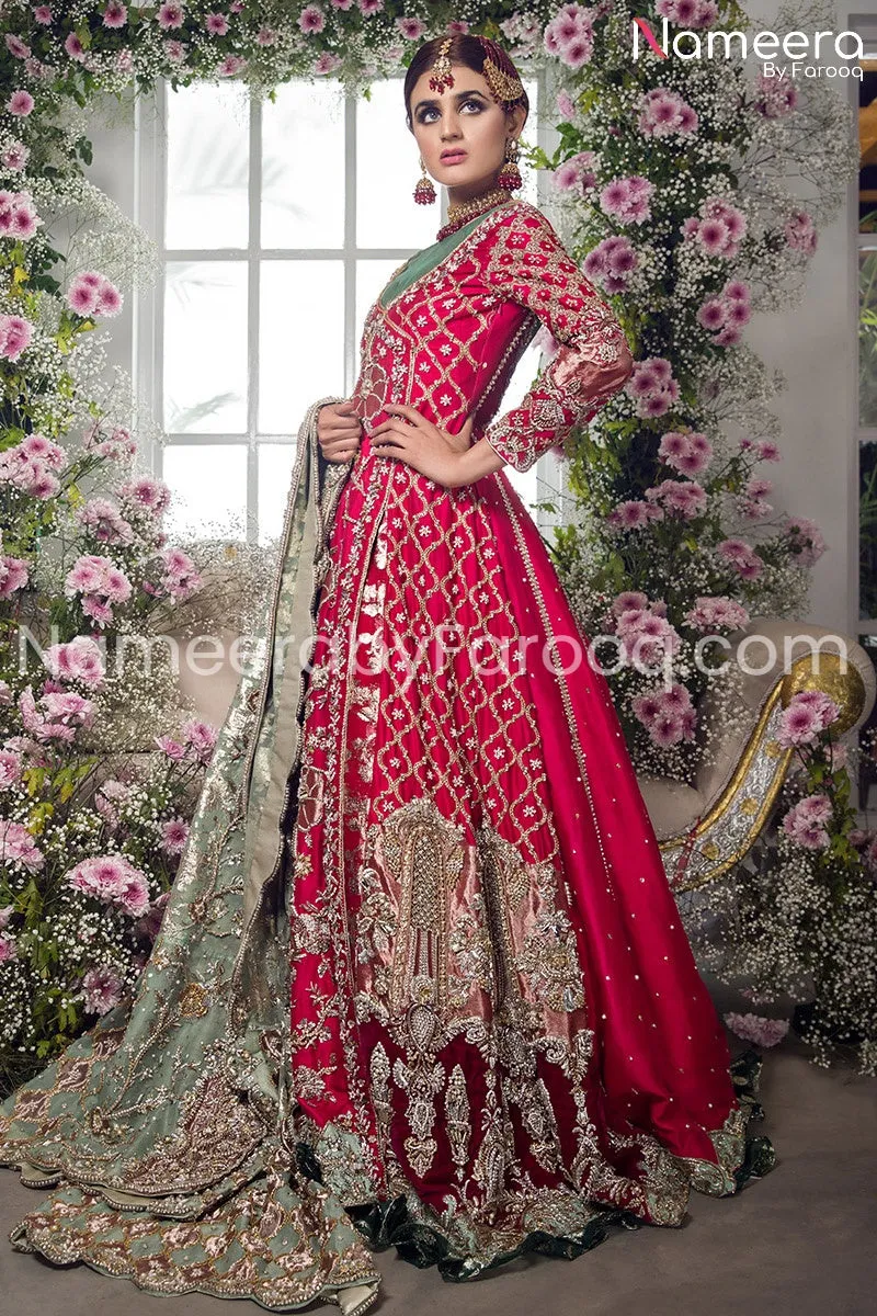 Designer Attire Pink Bridal Dress Pakistani #BN172