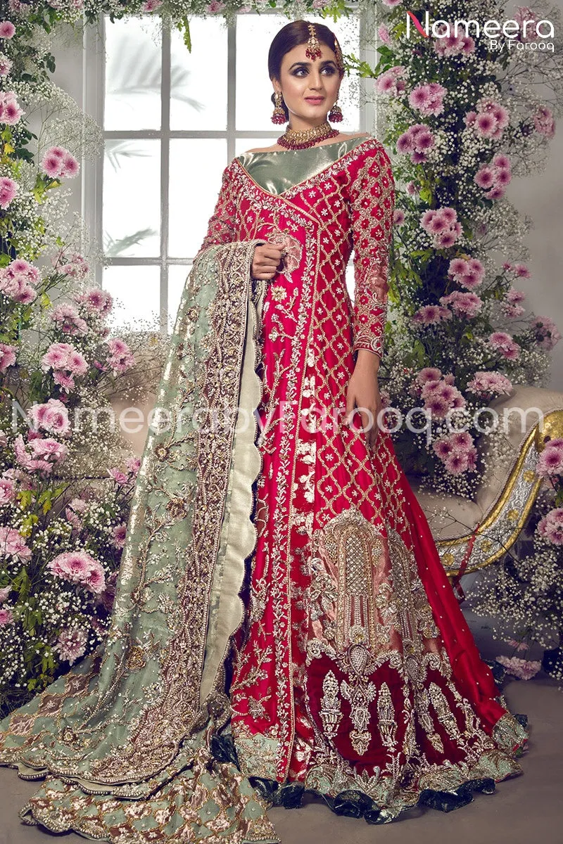 Designer Attire Pink Bridal Dress Pakistani #BN172