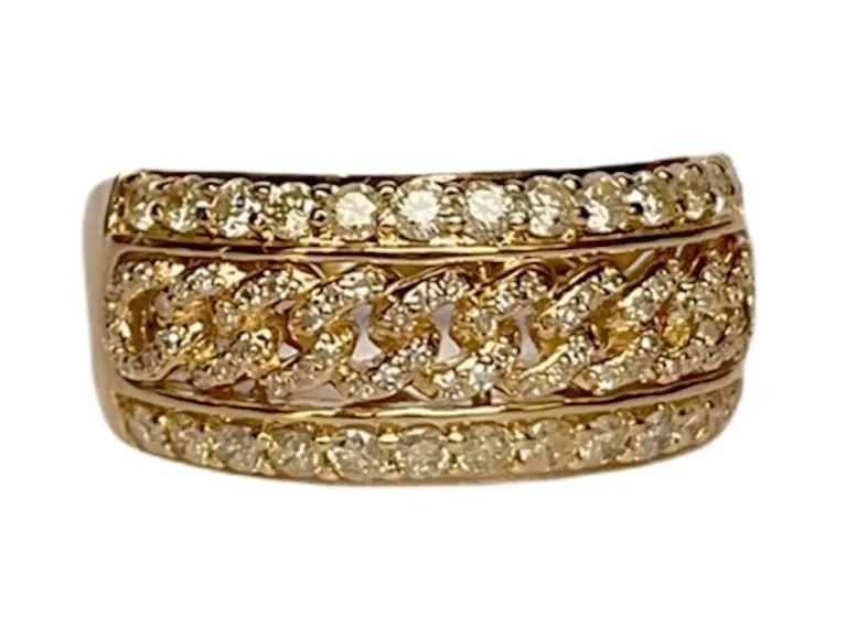 Diamond Cuban Link Cocktail Ring - 1.05 Carats in 10KT Yellow Gold