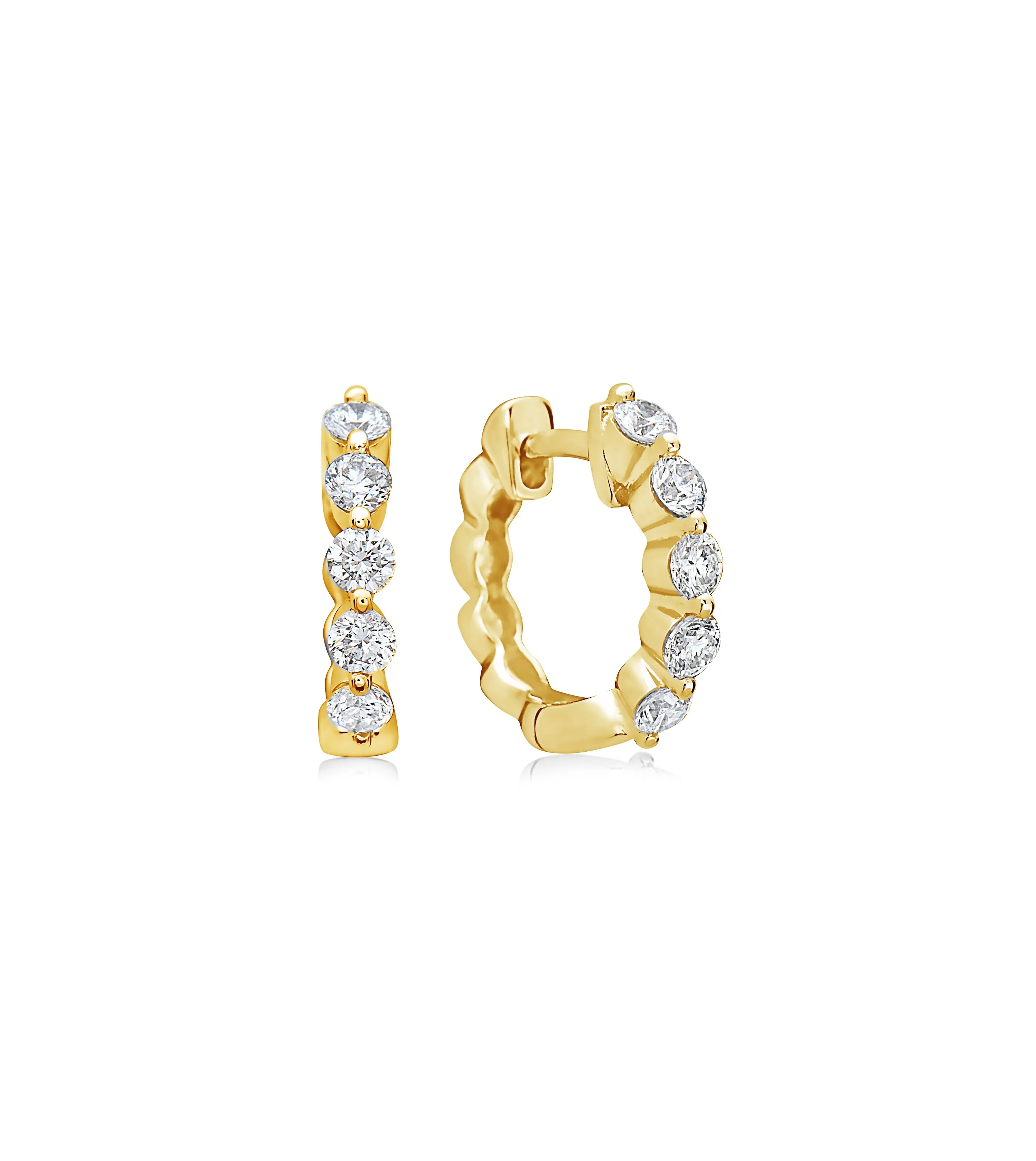 Diamond Single Prong Huggie Earring