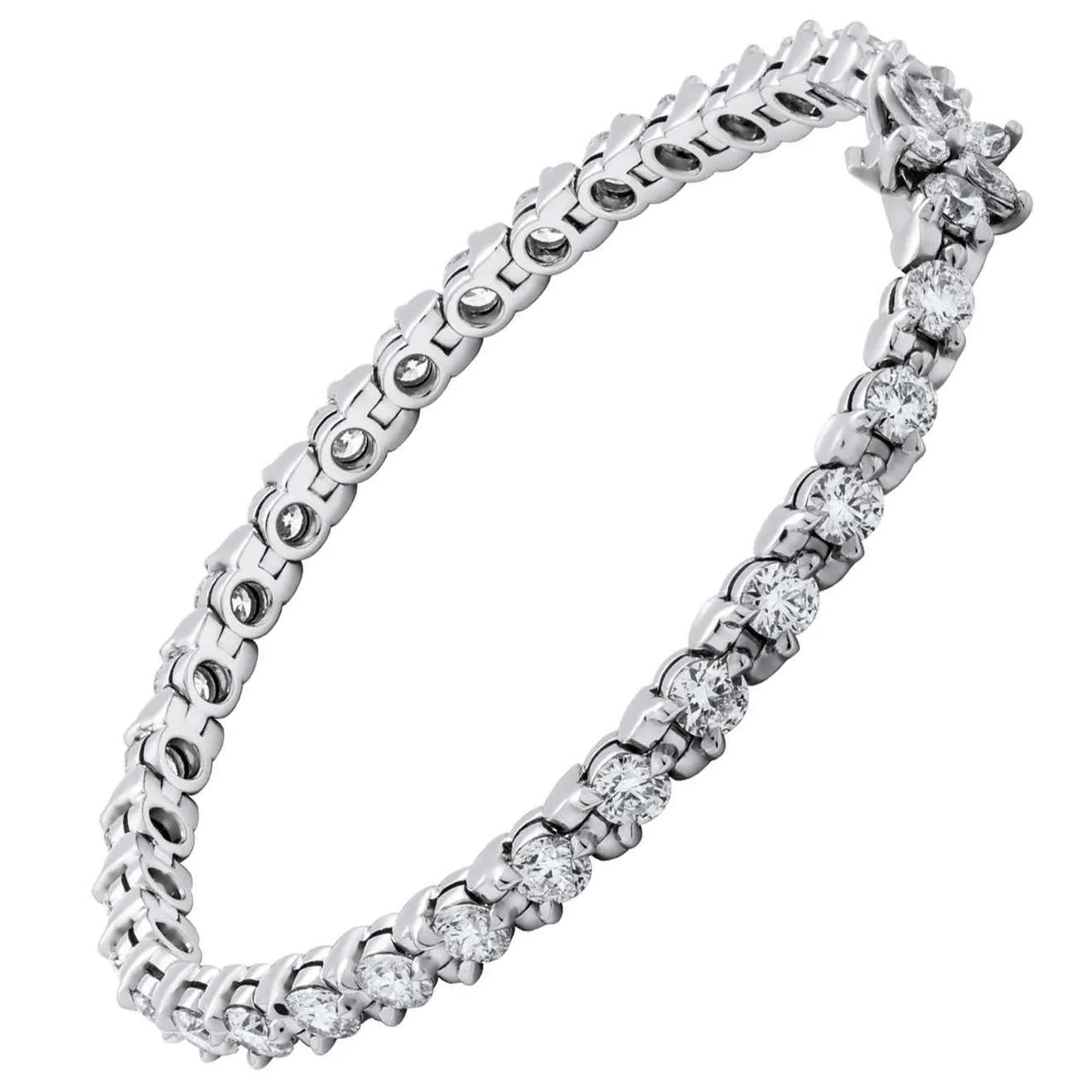 Diamond Tennis Necklace in 14k White Gold 4.55ct