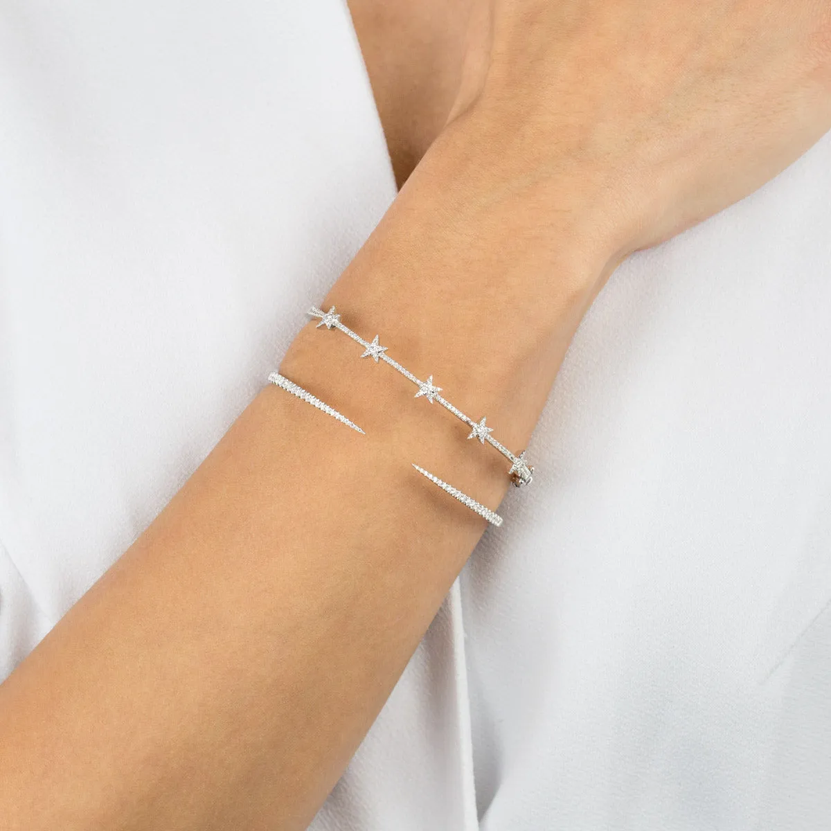 Diamond Thin Claw Bangle 14K