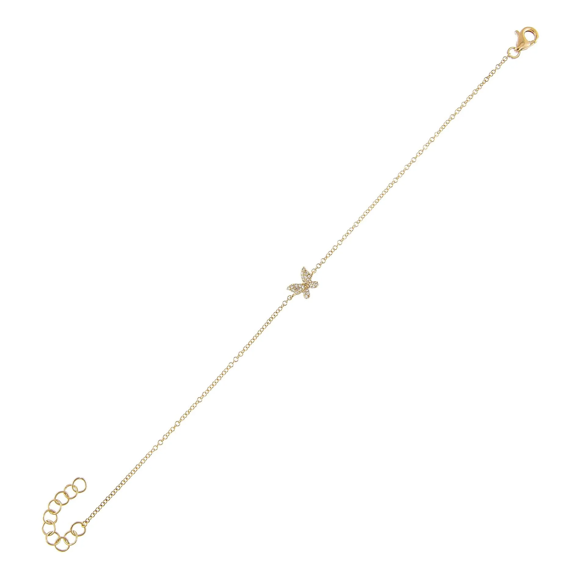 Diamond Tiny Butterfly Bracelet 14K