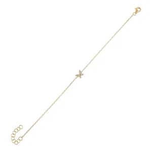 Diamond Tiny Butterfly Bracelet 14K