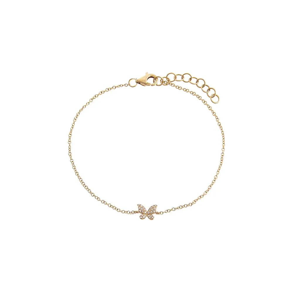 Diamond Tiny Butterfly Bracelet 14K