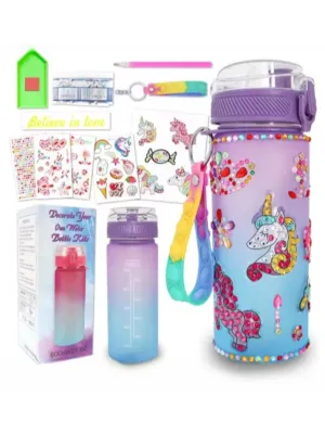 DIY Unicorn Water Bottle Craft Kit for Girls - Create, Decorate, and Stay Hydrated