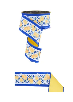 D'Lux 2.5" Rose Trellis/Fused: Blue, Yellow, Green (10 Yards) LX100625