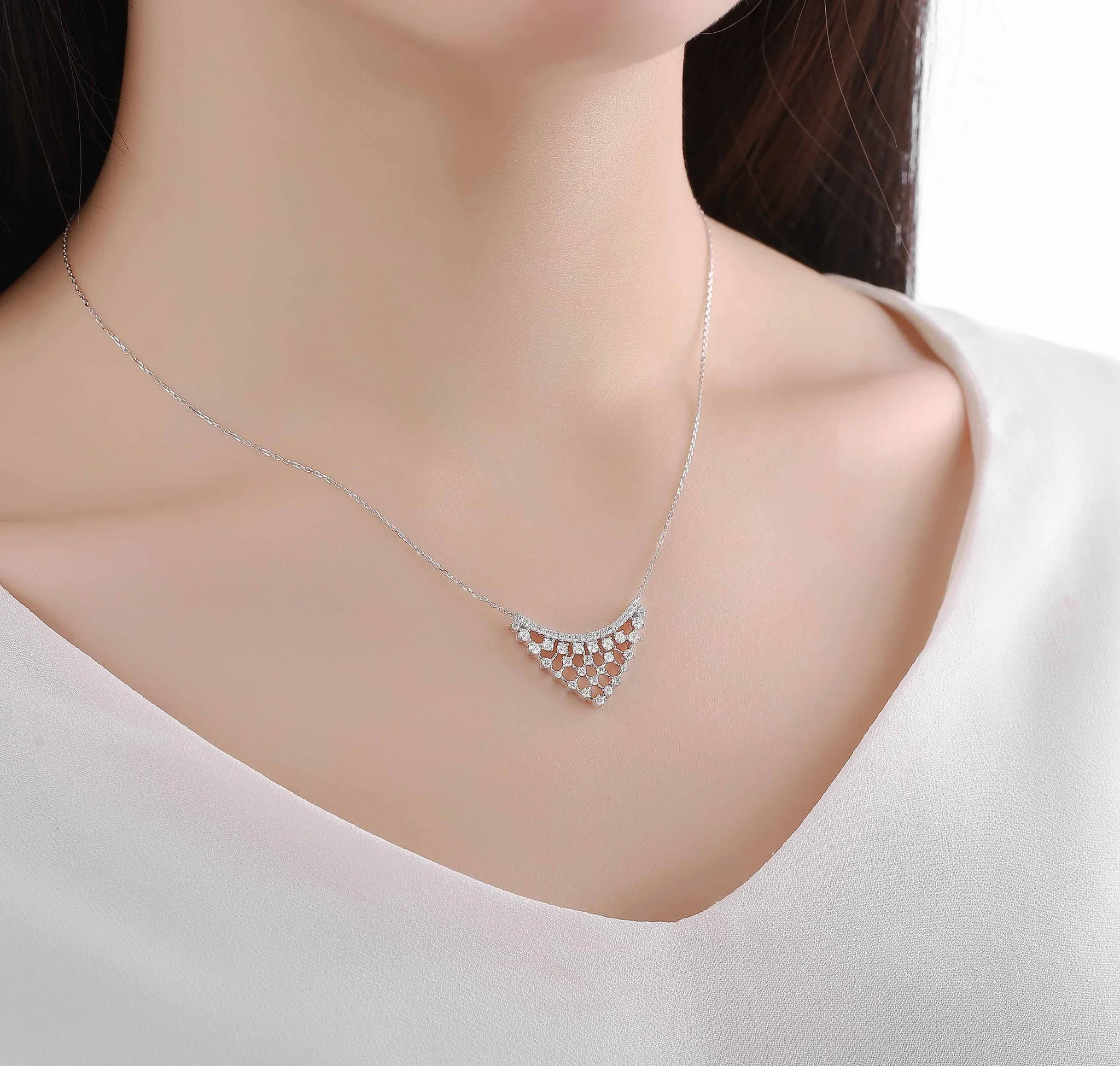 drizzle 0.77ct lab grown diamond Necklace <br> NL-00232WHT