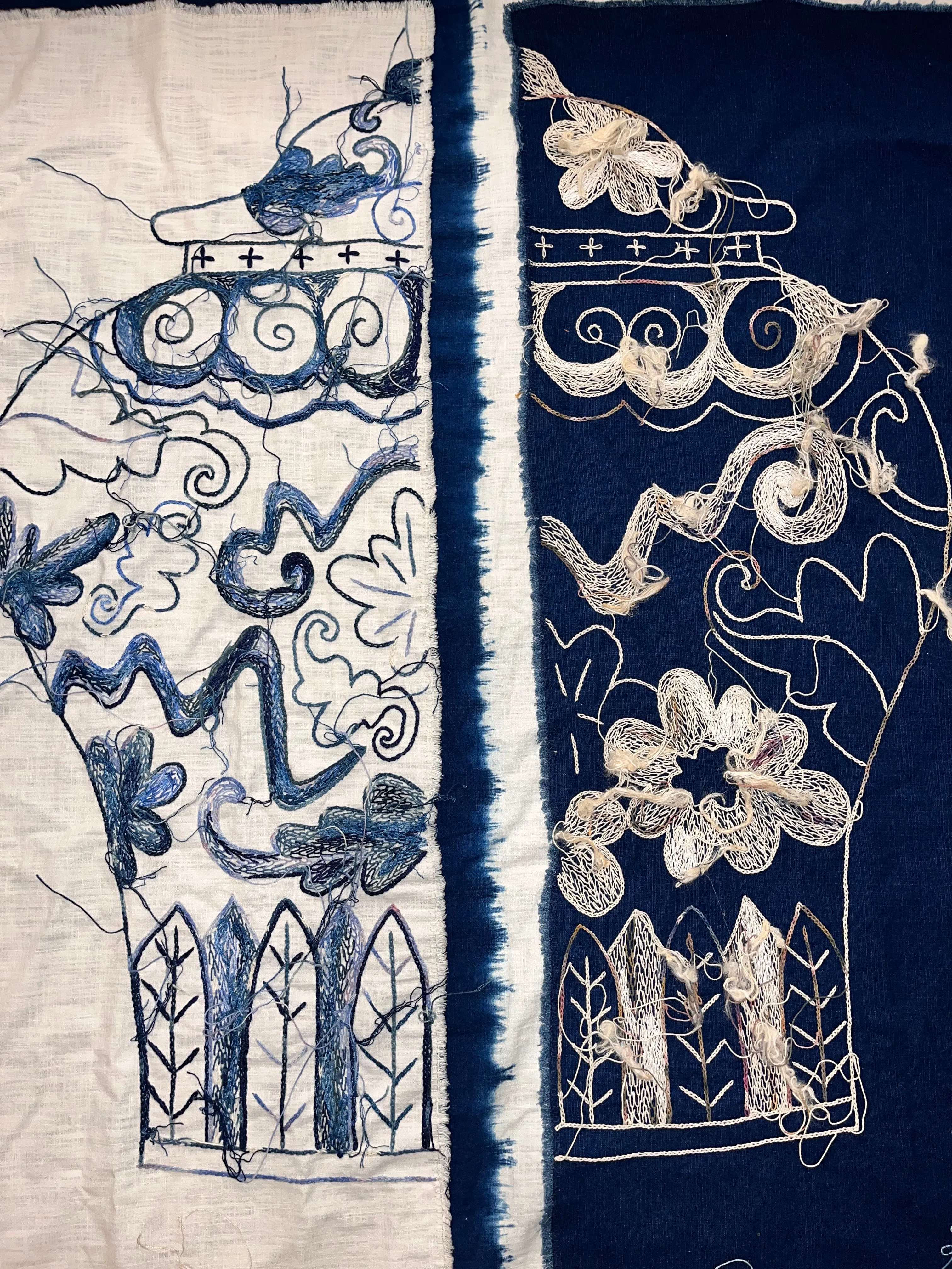 Duo Vases Threadwork Tapestry