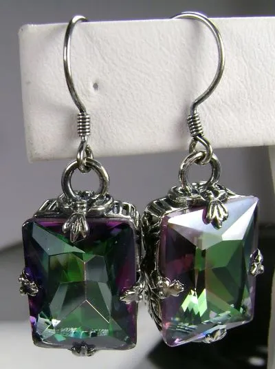 E15, GL Earrings, Art Deco Sterling Silver Filigree, Vintage Jewelry Design#E15.