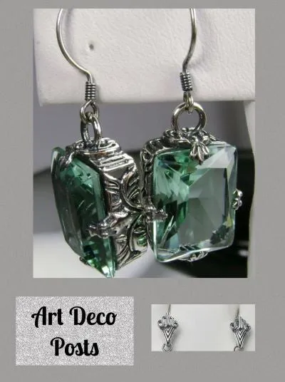 E15, GL Earrings, Art Deco Sterling Silver Filigree, Vintage Jewelry Design#E15.