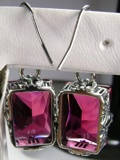 E15, GL Earrings, Art Deco Sterling Silver Filigree, Vintage Jewelry Design#E15.