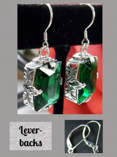 E15, GL Earrings, Art Deco Sterling Silver Filigree, Vintage Jewelry Design#E15.