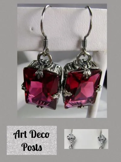 E15, GL Earrings, Art Deco Sterling Silver Filigree, Vintage Jewelry Design#E15.