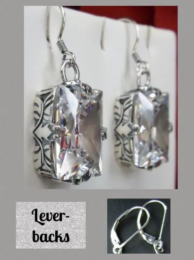 E15, GL Earrings, Art Deco Sterling Silver Filigree, Vintage Jewelry Design#E15.