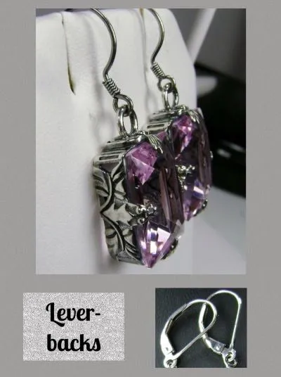 E15, GL Earrings, Art Deco Sterling Silver Filigree, Vintage Jewelry Design#E15.