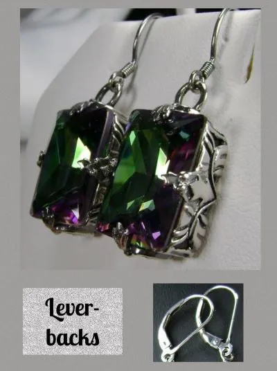 E15, GL Earrings, Art Deco Sterling Silver Filigree, Vintage Jewelry Design#E15.