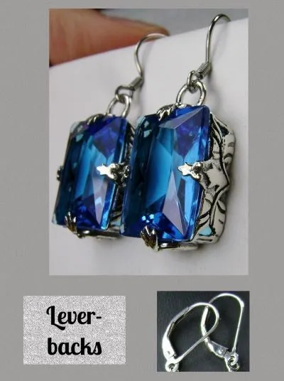 E15, GL Earrings, Art Deco Sterling Silver Filigree, Vintage Jewelry Design#E15.