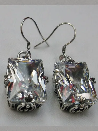 E15, GL Earrings, Art Deco Sterling Silver Filigree, Vintage Jewelry Design#E15.