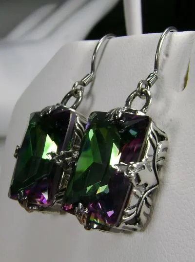 E15, GL Earrings, Art Deco Sterling Silver Filigree, Vintage Jewelry Design#E15.