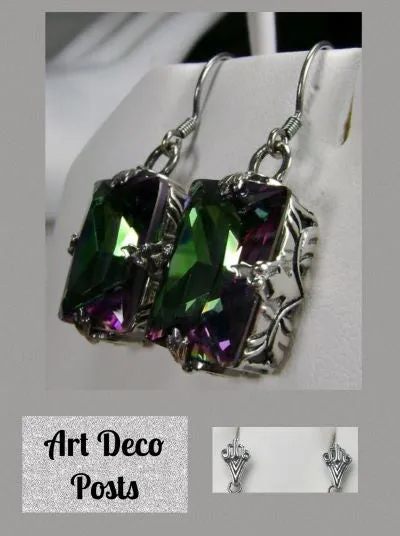 E15, GL Earrings, Art Deco Sterling Silver Filigree, Vintage Jewelry Design#E15.