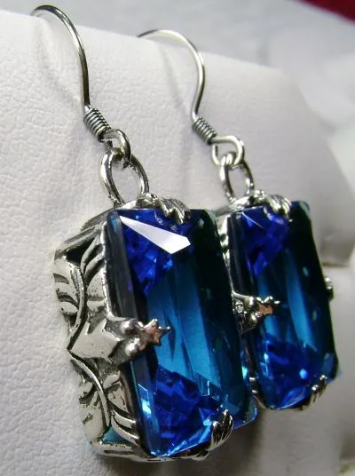 E15, GL Earrings, Art Deco Sterling Silver Filigree, Vintage Jewelry Design#E15.