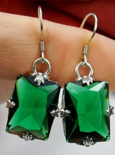 E15, GL Earrings, Art Deco Sterling Silver Filigree, Vintage Jewelry Design#E15.