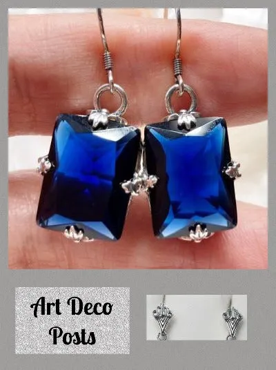 E15, GL Earrings, Art Deco Sterling Silver Filigree, Vintage Jewelry Design#E15.