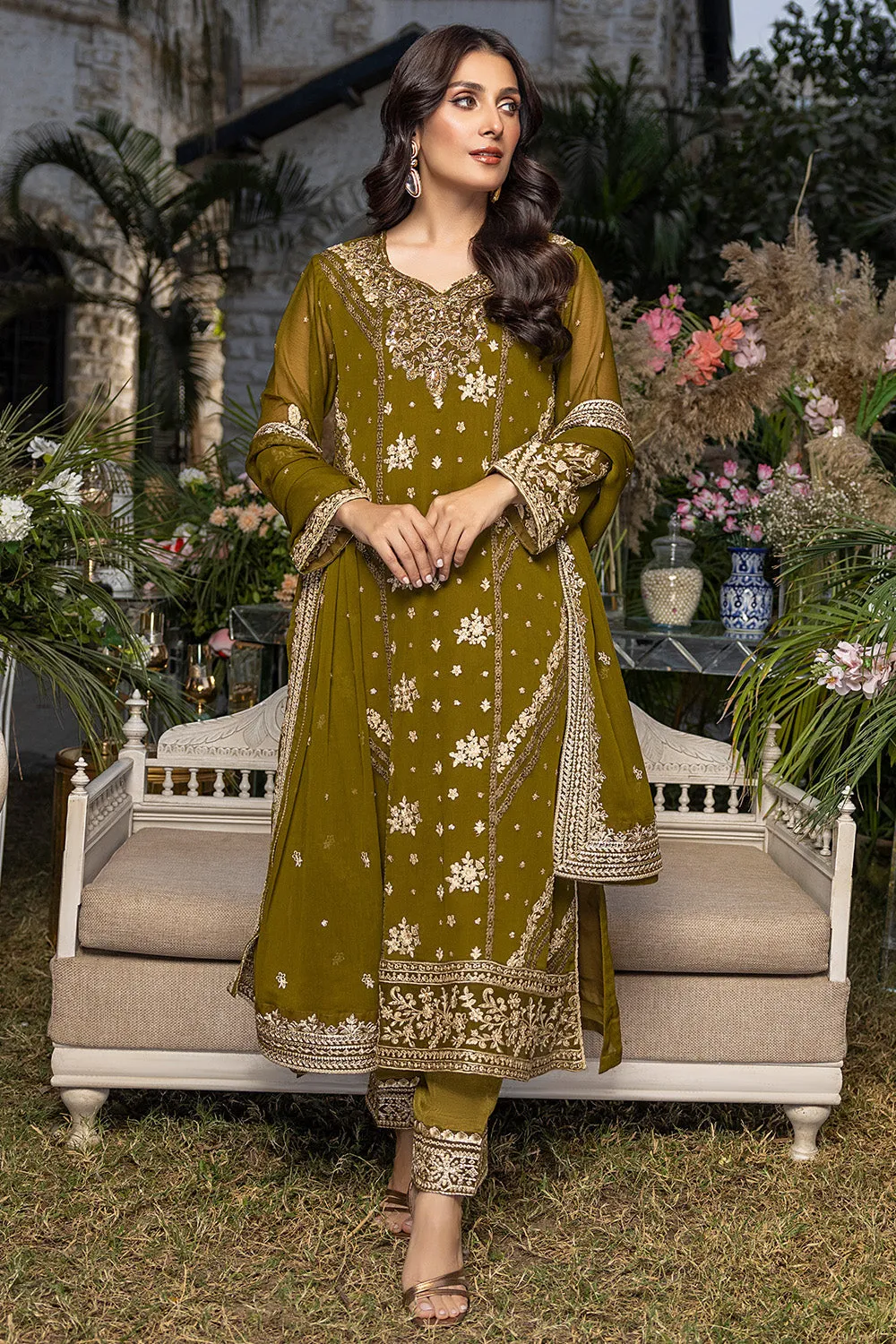 Eden Glow | Azure Luxe Embroidered 3pcs Collections 2023