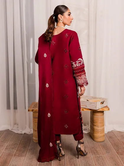 Elegant Cherry Red Pakistani Salwar Kameez Embroidered Salwar Suit