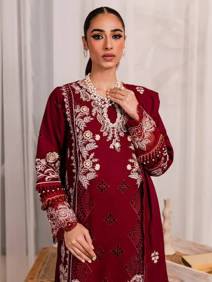 Elegant Cherry Red Pakistani Salwar Kameez Embroidered Salwar Suit