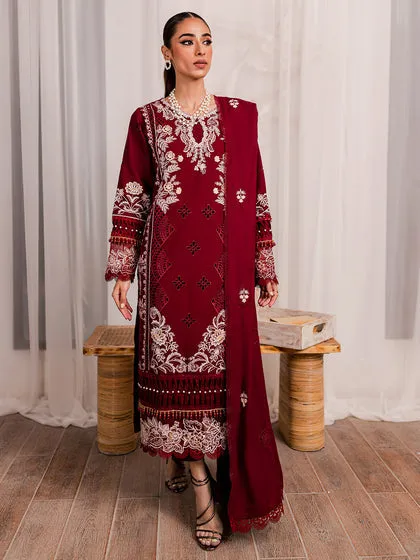 Elegant Cherry Red Pakistani Salwar Kameez Embroidered Salwar Suit