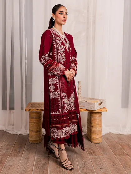 Elegant Cherry Red Pakistani Salwar Kameez Embroidered Salwar Suit