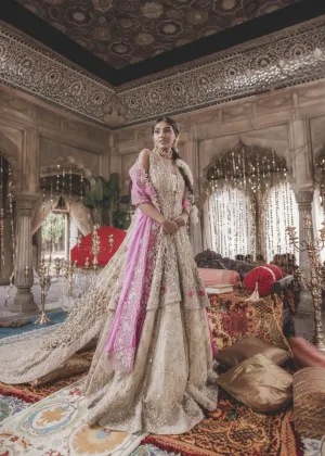 Elegant Pakistani Gold Bridal Lehnga for Wedding #J5163