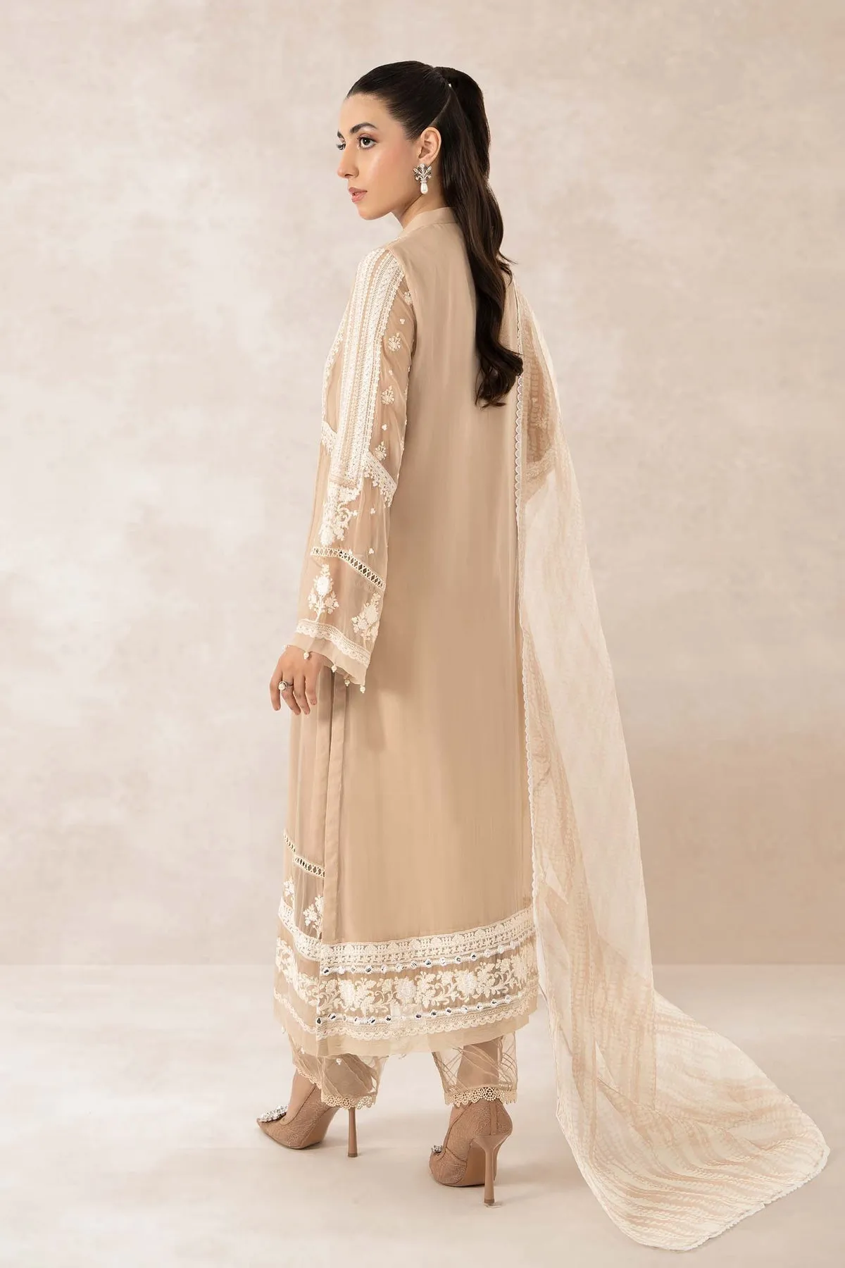Elegant Pakistani Salwar Kameez Beige Shade Salwar Suit Dupatta