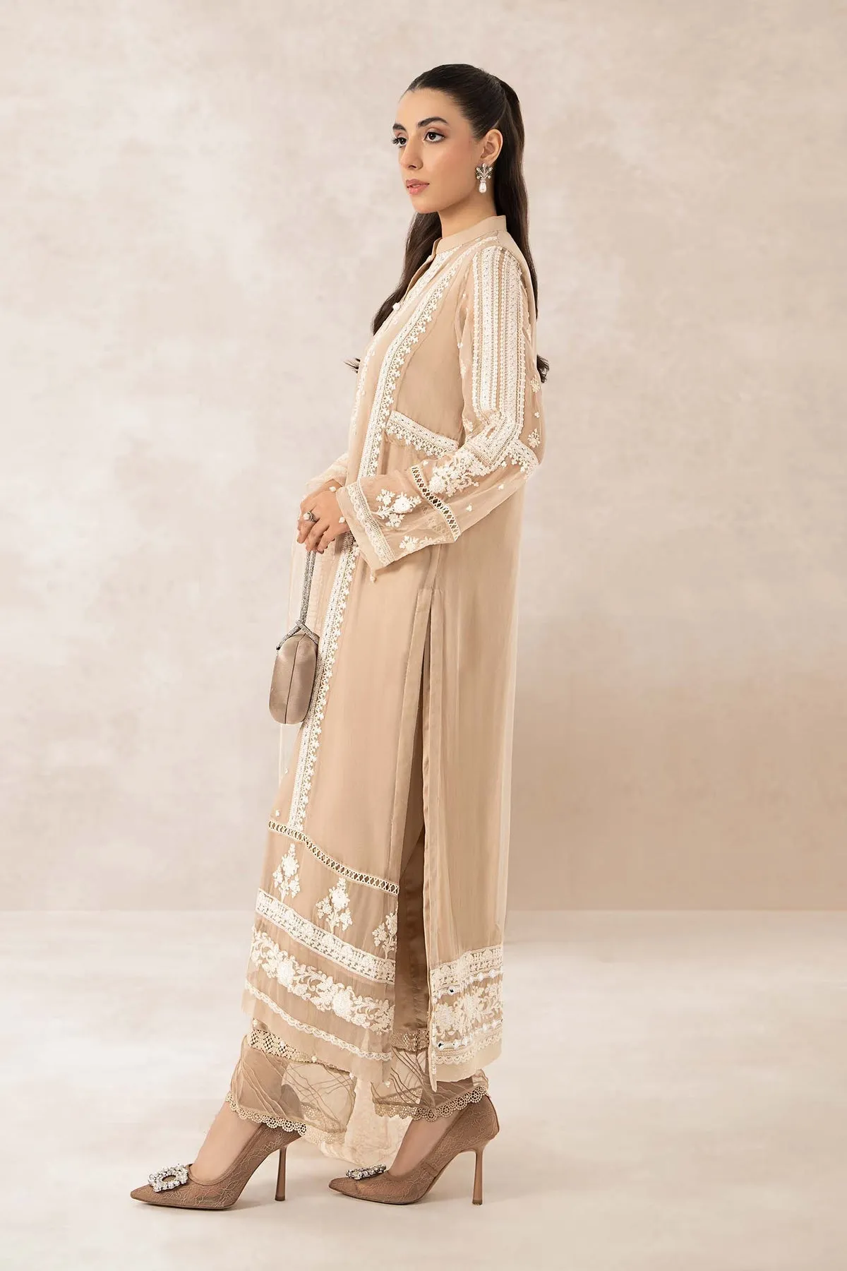 Elegant Pakistani Salwar Kameez Beige Shade Salwar Suit Dupatta