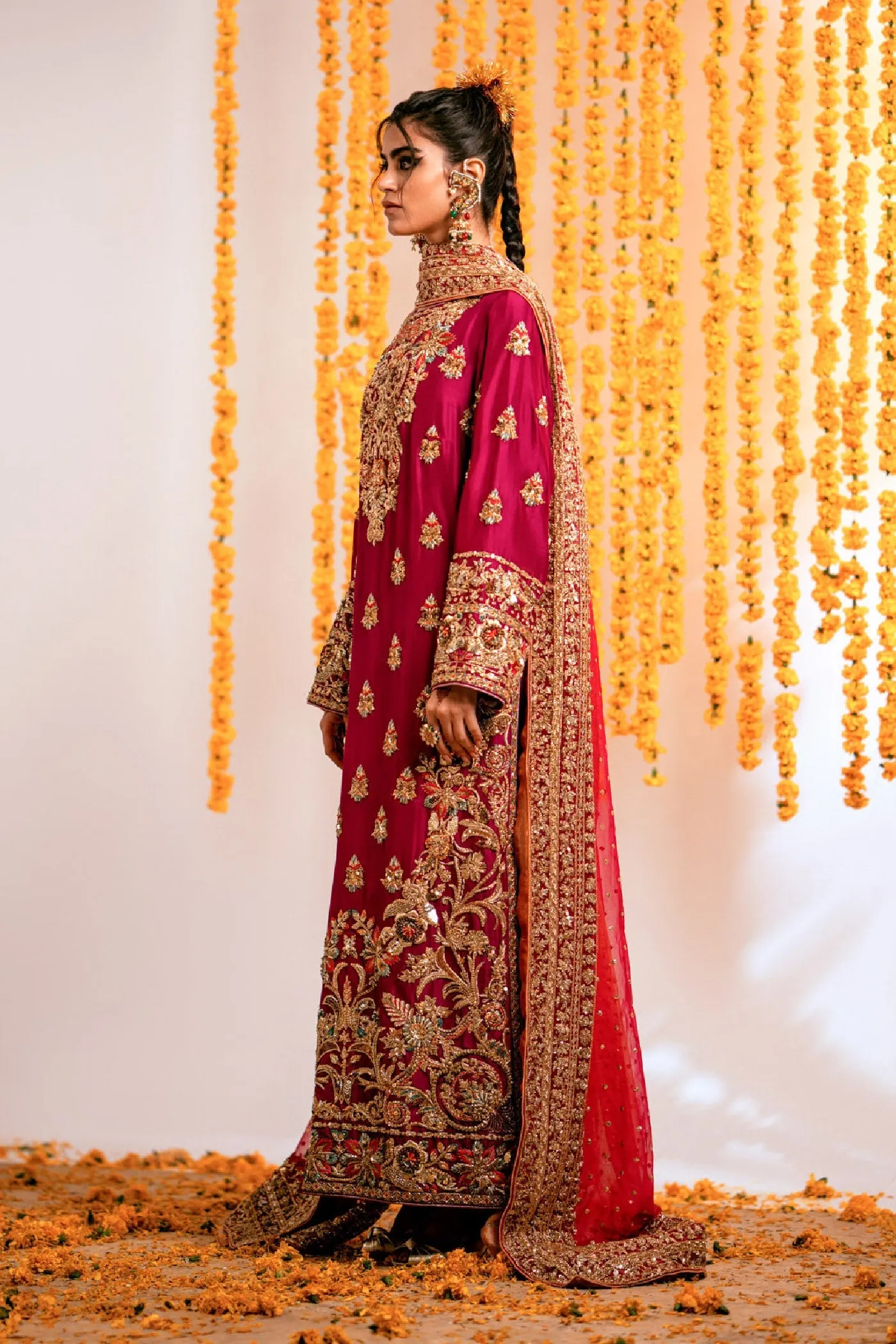 Elegant Pakistani Wedding Dress in Long Kameez Style