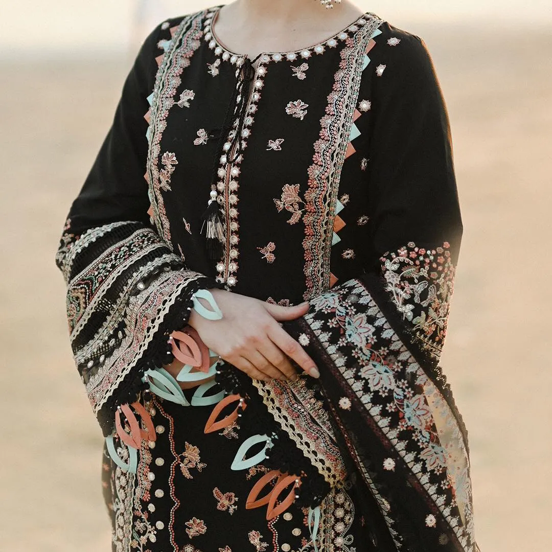 Embroidered Kameez and Trouser Pakistani Black Dress