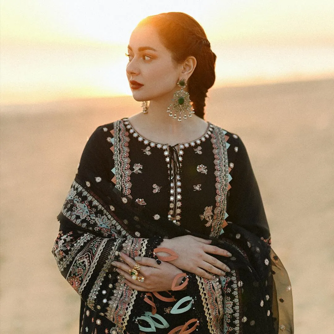 Embroidered Kameez and Trouser Pakistani Black Dress