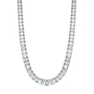 Emerald Cut Platinum 38.02ct Graduated Diamond Tennis Necklace