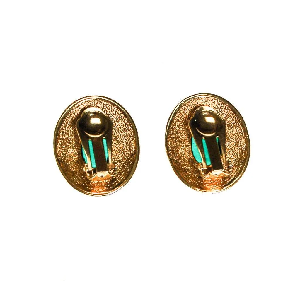 Emerald Green and Diamante Rhinestone Statement Earrings