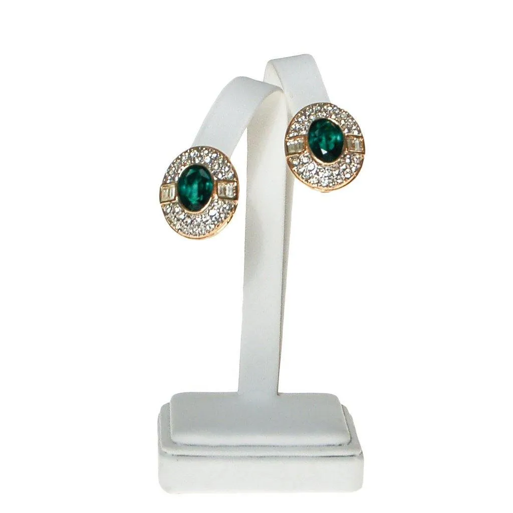 Emerald Green and Diamante Rhinestone Statement Earrings