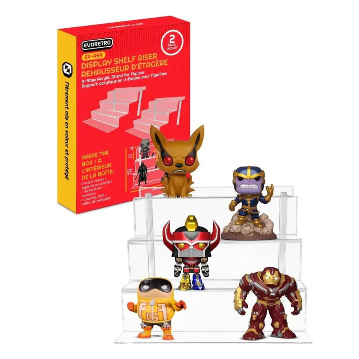 EVORETRO 2-Pack Acrylic Display Stand Risers for Pops and Action Figures