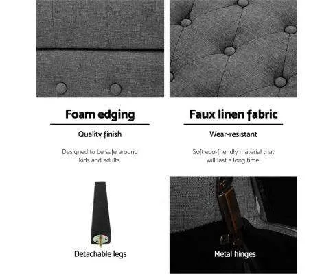 Fabric Storage Ottoman - Grey